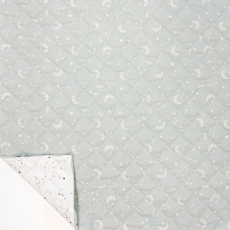 Printed Quilted Cotton POLCOSMIC / LUNAIRE White / Opal